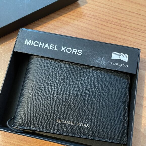 Michael Kors Men's Genuine Leather Andy Slim Black Billfold Wallet. BRAND NEW! - Picture 3 of 10